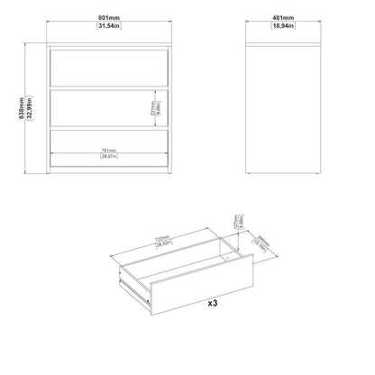 Next 31-inch Wide 3-Drawer Chest, White