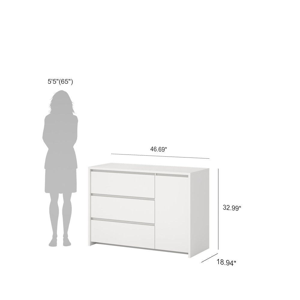 Next 46-inch Wide 3-Drawer and 1 Door Sideboard, White