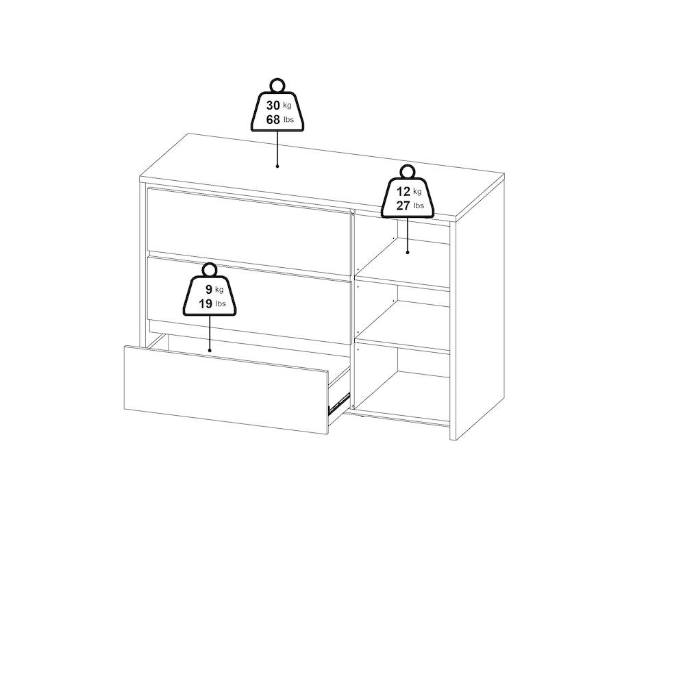 Next 46-inch Wide 3-Drawer and 1 Door Sideboard, White