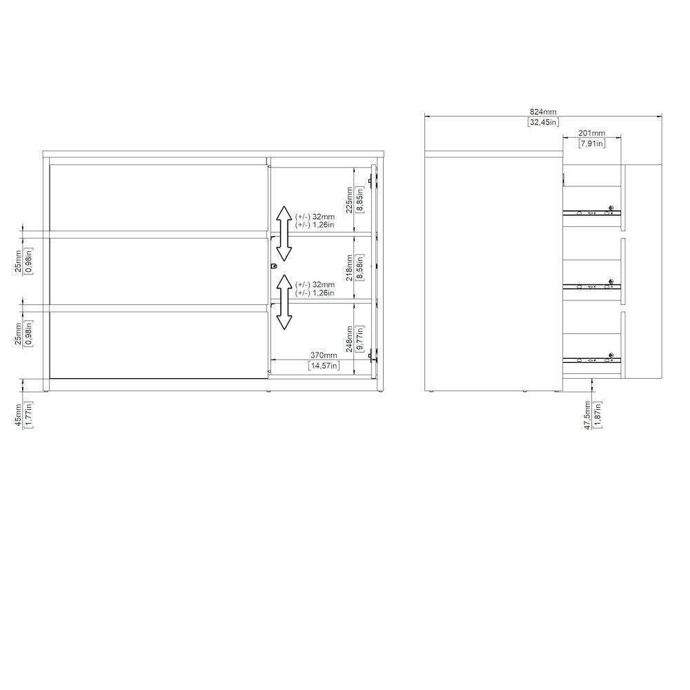 Next 46-inch Wide 3-Drawer and 1 Door Sideboard, White