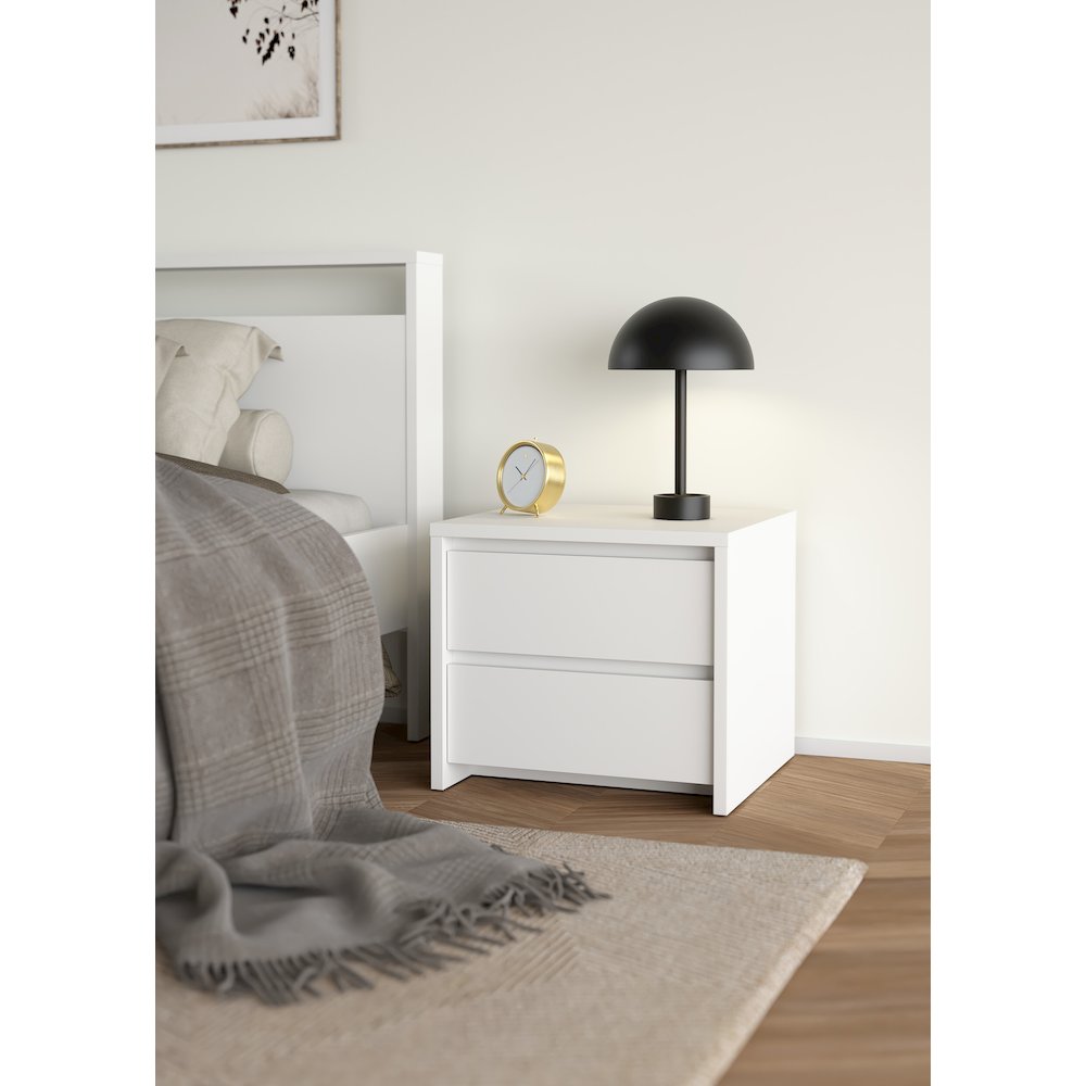 Next 17-Inch Tall 2-Drawer Nightstand End Table, White