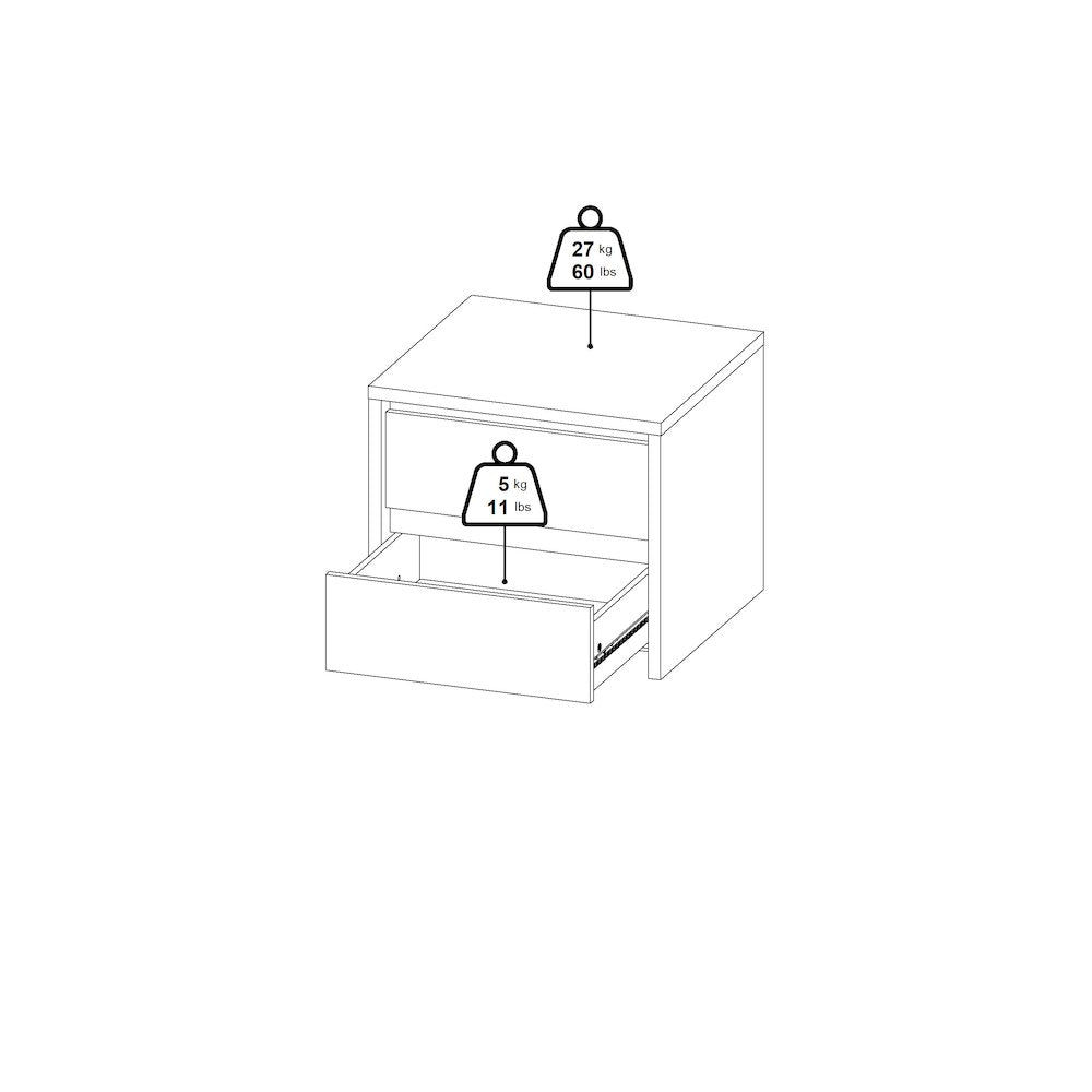 Next 17-Inch Tall 2-Drawer Nightstand End Table
