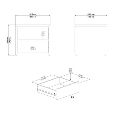 Next 17-Inch Tall 2-Drawer Nightstand End Table