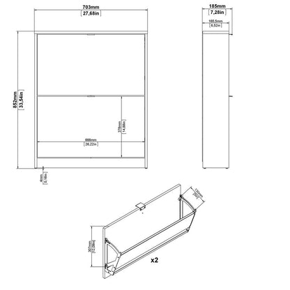 Bright 2 Drawer Shoe Cabinet, White
