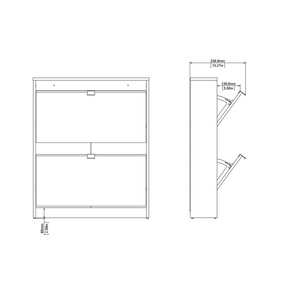 Bright 2 Drawer Shoe Cabinet, White