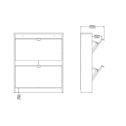 Bright 2 Drawer Shoe Cabinet, White