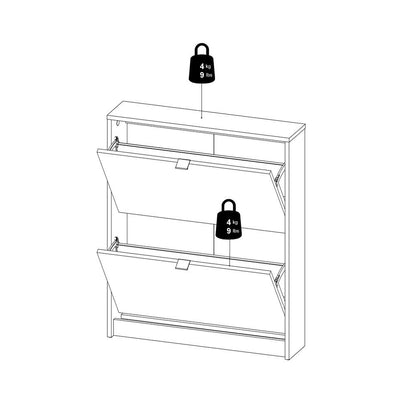 Bright 2 Drawer Shoe Cabinet, White