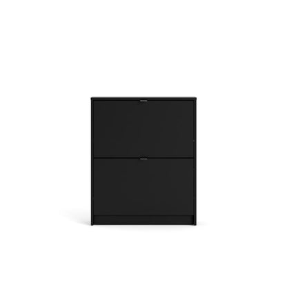Bright 2 Drawer Shoe Cabinet, Black Matte