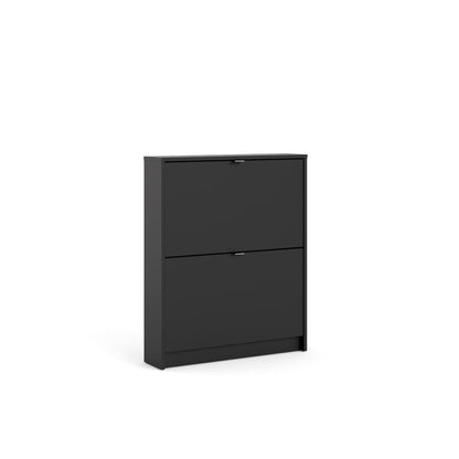 Bright 2 Drawer Shoe Cabinet, Black Matte