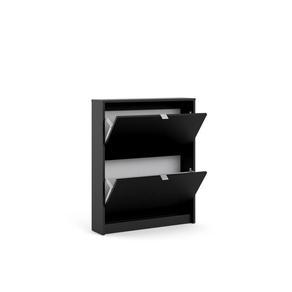 Bright 2 Drawer Shoe Cabinet, Black Matte