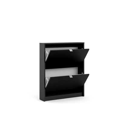 Bright 2 Drawer Shoe Cabinet, Black Matte