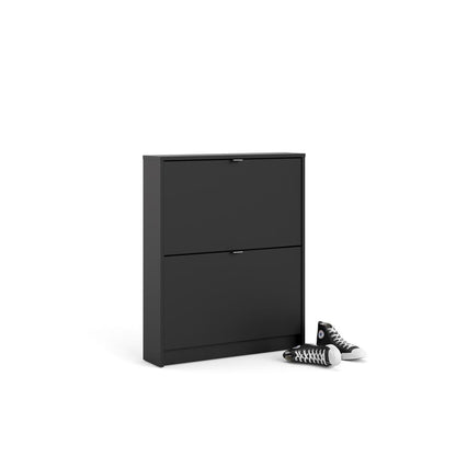 Bright 2 Drawer Shoe Cabinet, Black Matte