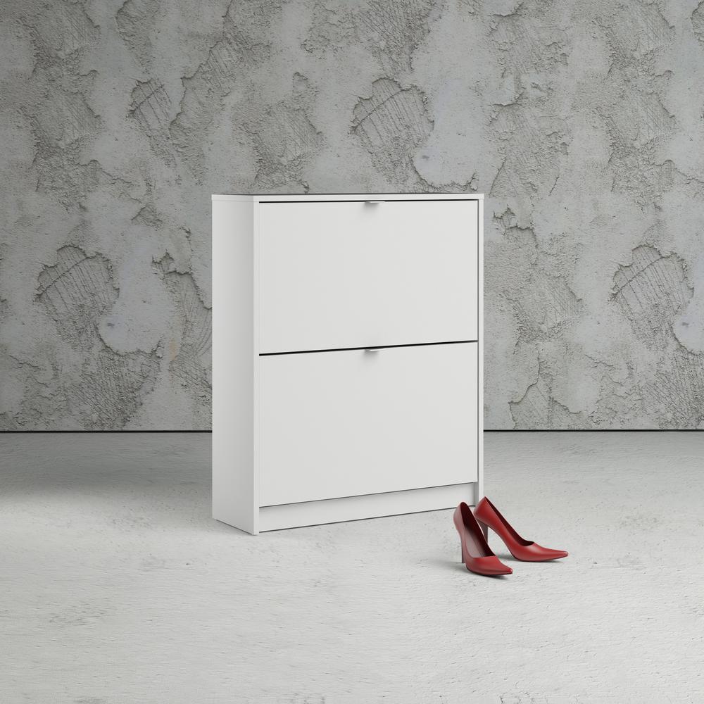 Bright 2 Drawer Shoe Cabinet, White