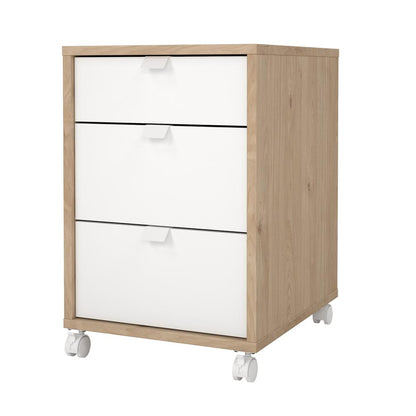 Sign 3 Drawer Mobile Cabinet, Jackson Hickory/White