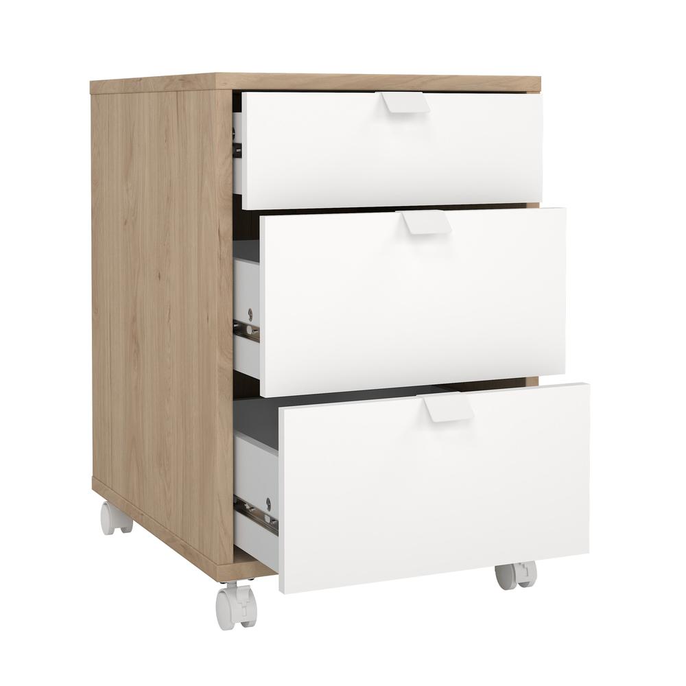 Sign 3 Drawer Mobile Cabinet, Jackson Hickory/White