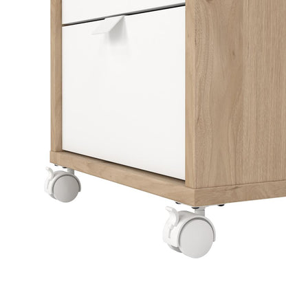 Sign 3 Drawer Mobile Cabinet, Jackson Hickory/White