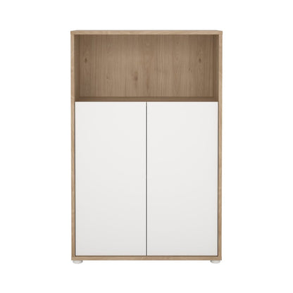 Adjustable 3 Shelf Bookcase with 2 Doors, Open Storage Home Office Bookshelf