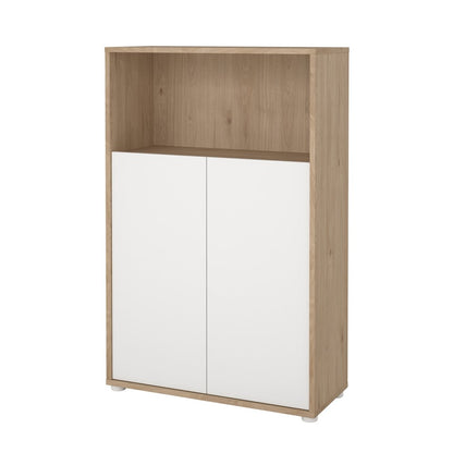 Adjustable 3 Shelf Bookcase with 2 Doors, Open Storage Home Office Bookshelf