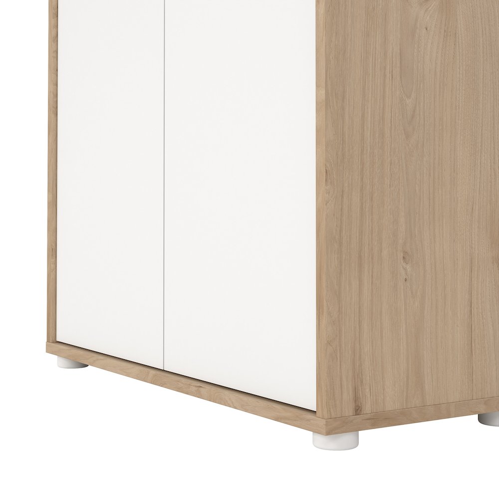 Adjustable 3 Shelf Bookcase with 2 Doors, Open Storage Home Office Bookshelf