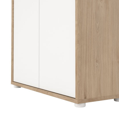 Adjustable 3 Shelf Bookcase with 2 Doors, Open Storage Home Office Bookshelf