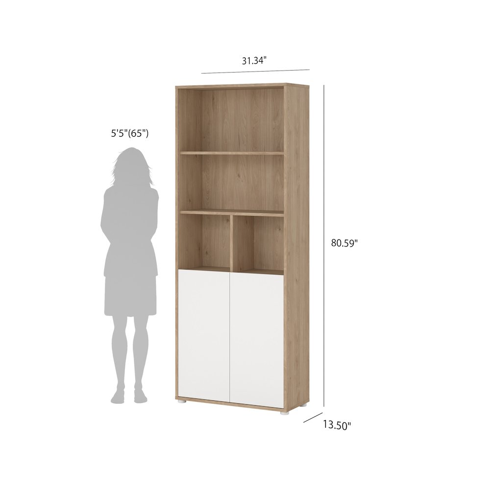 6 Shelf Boockase with 2 Doors, Home Office Storage