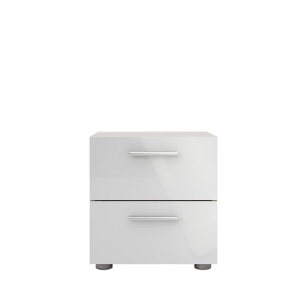 Austin 2 Drawer Nightstand, Oak Structure/White High Gloss
