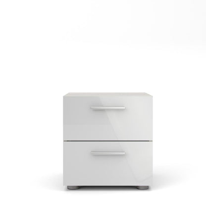 Austin 2 Drawer Nightstand, Oak Structure/White High Gloss