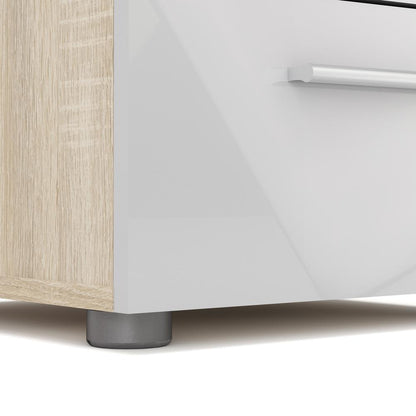 Austin 2 Drawer Nightstand, Oak Structure/White High Gloss