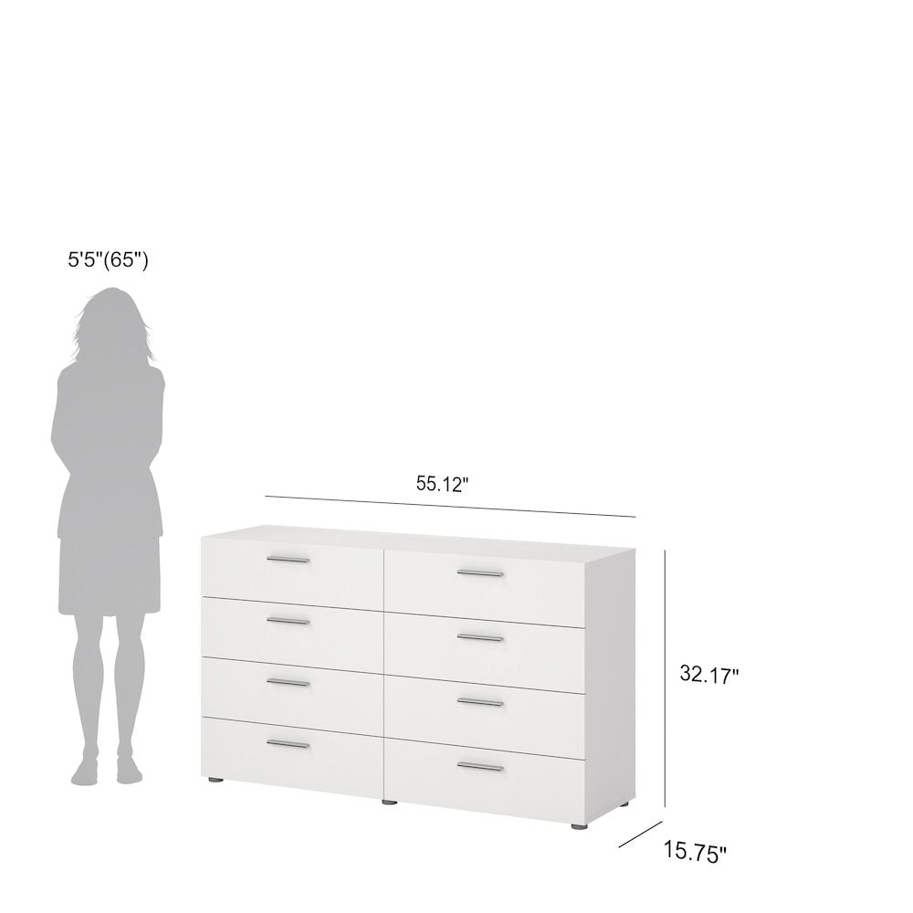 Austin 8 Drawer Double Dresser, White
