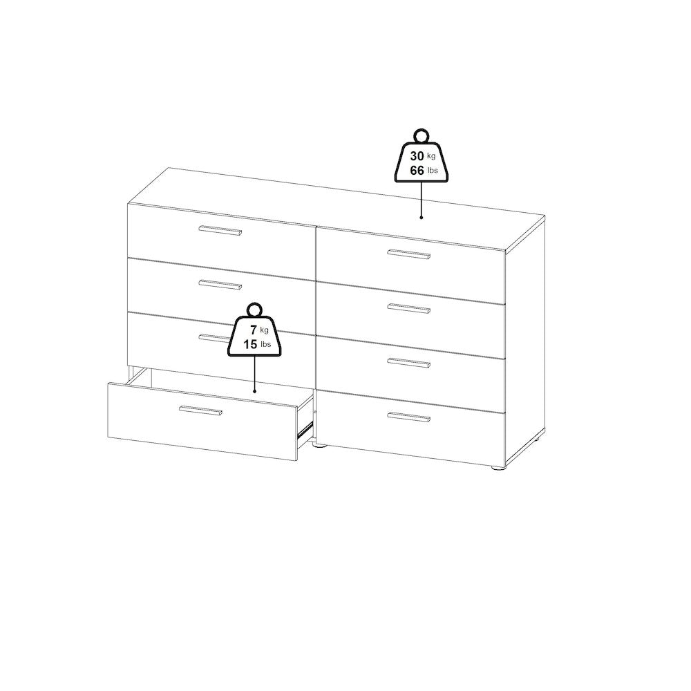 Pepe 8 Drawer Double Dresser, Jackson Hickory