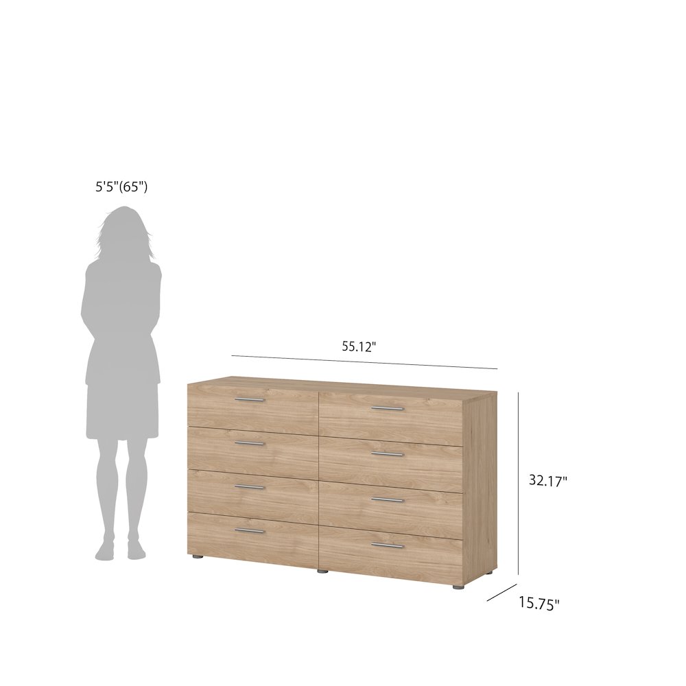 Pepe 8 Drawer Double Dresser, Jackson Hickory