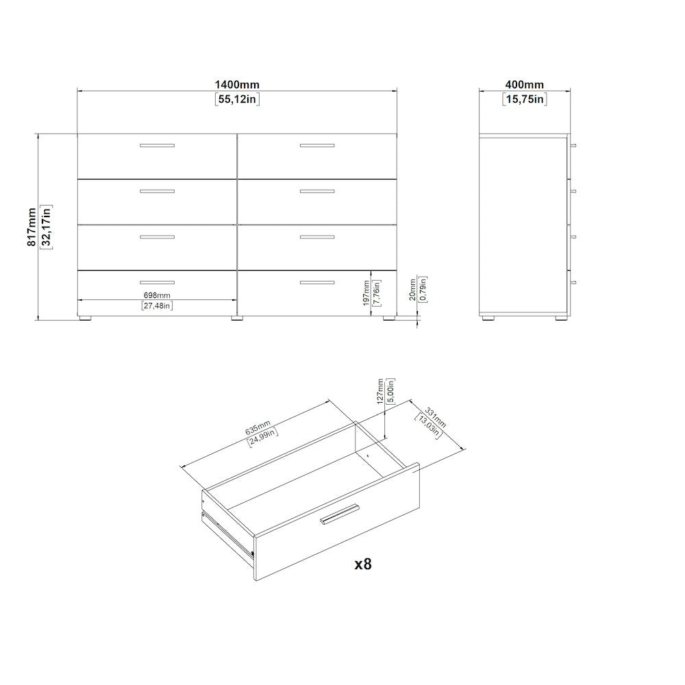 Pepe 8 Drawer Double Dresser, Jackson Hickory