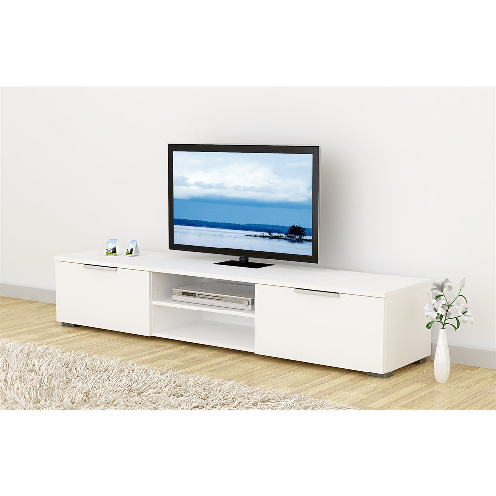 Match 2 Drawer 2 Shelf TV Stand, White High Gloss