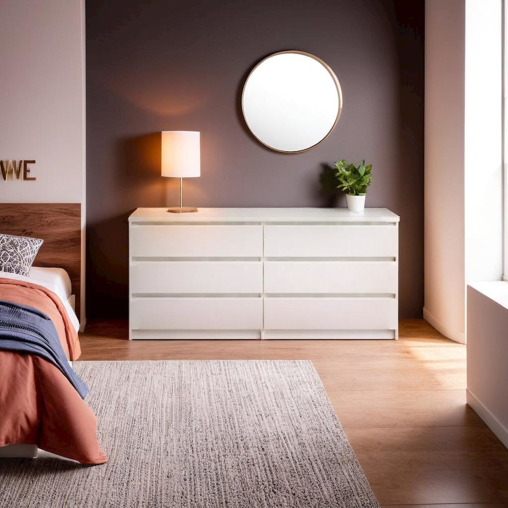 Furnifact White Dresser for Bedroom – Modern Chest of Drawers with Spacious Storage – Stylish and Functional Dresser for Bedroom Clothes, Linens, or Essentials