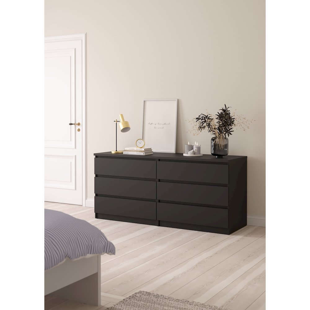 Scottsdale 6 Drawer Double Dresser, Black Matte