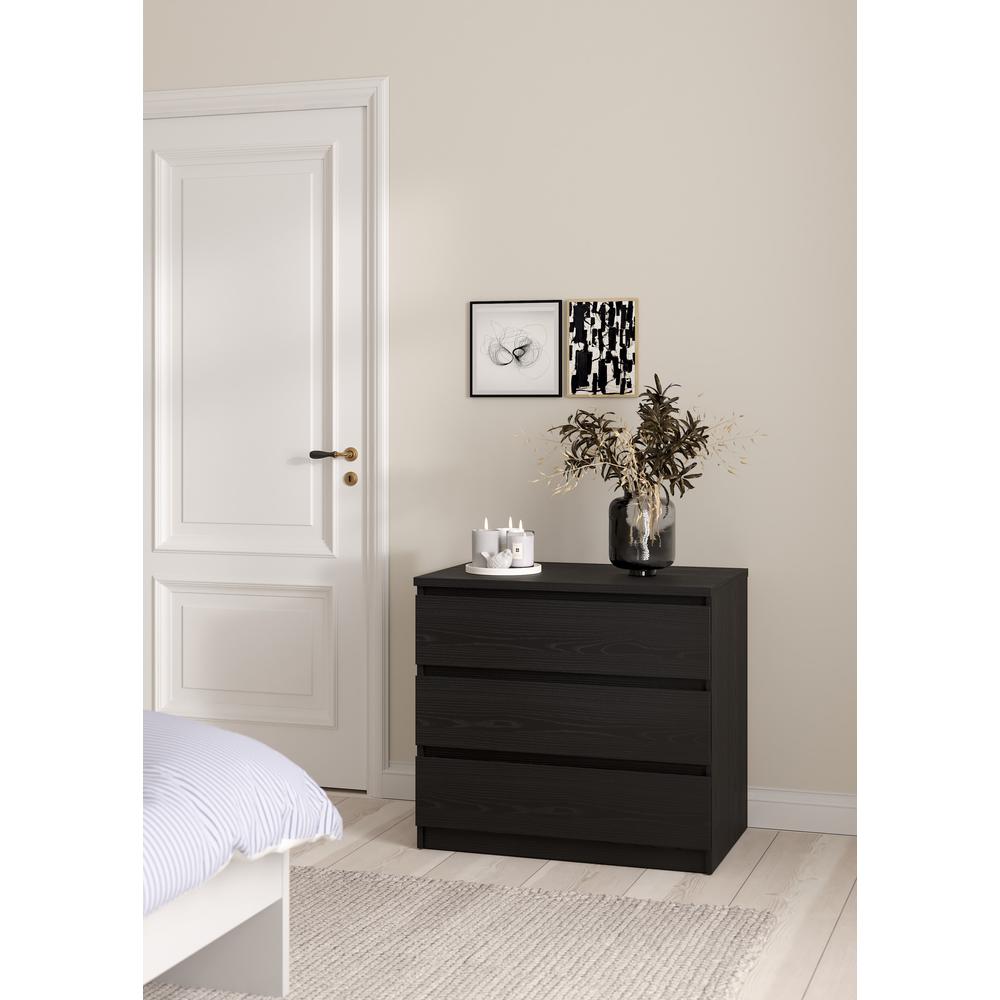Scottsdale 3 Drawer Chest, Black Woodgrain