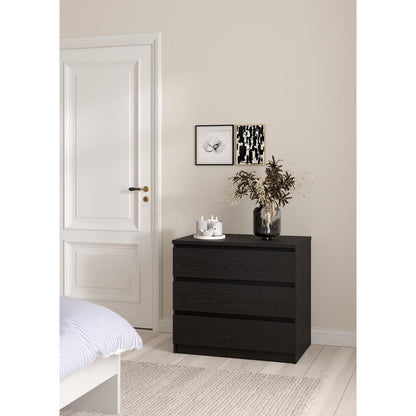 Scottsdale 3 Drawer Chest, Black Woodgrain