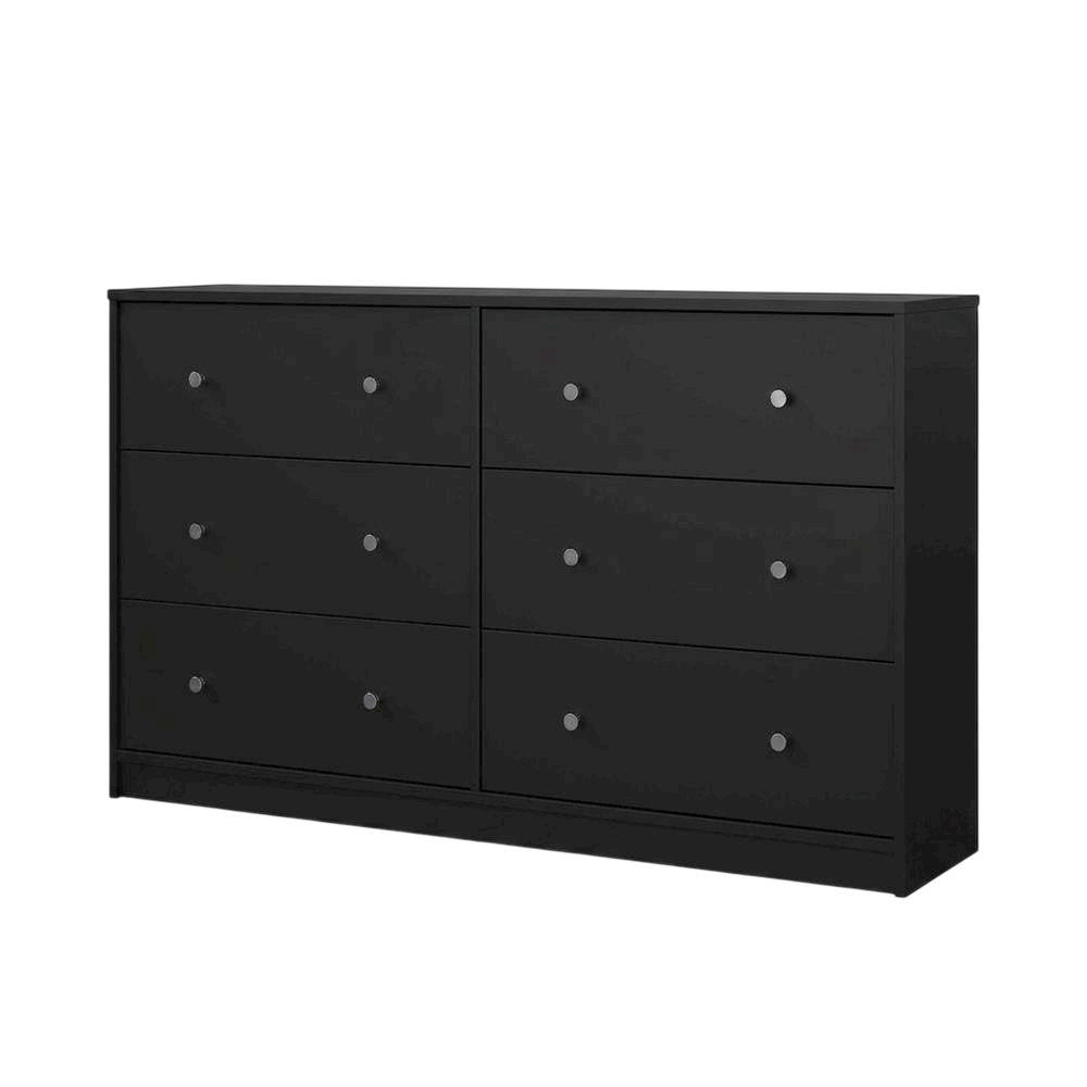 3-Piece Black Bedroom Set with Double Dresser and Nightstands