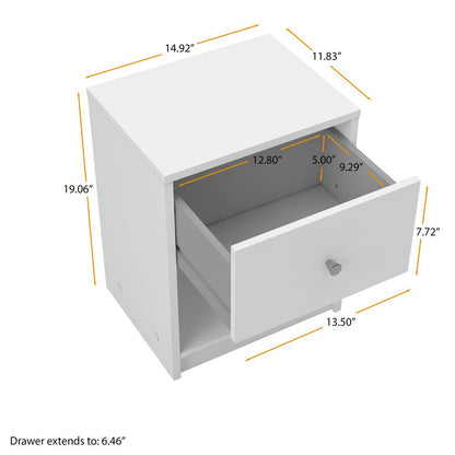 Portland 1 Drawer Nightstand, White