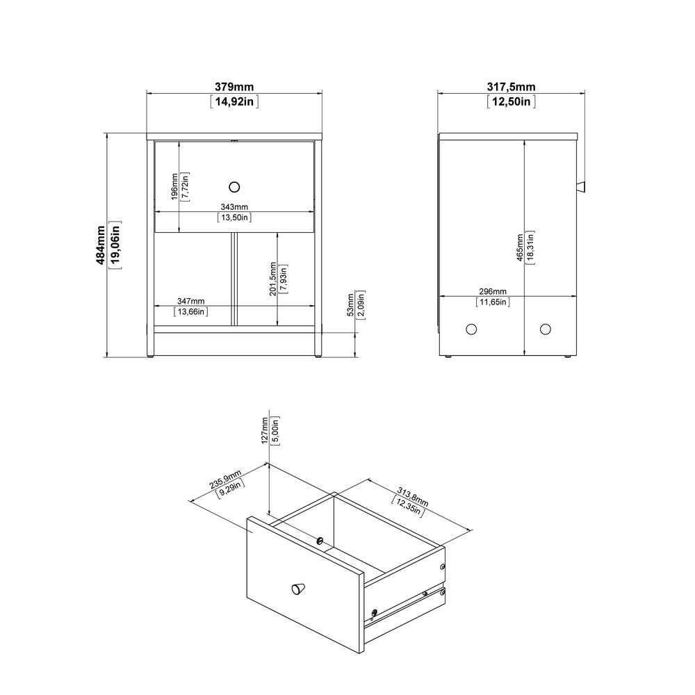 Portland 1 Drawer Nightstand, White