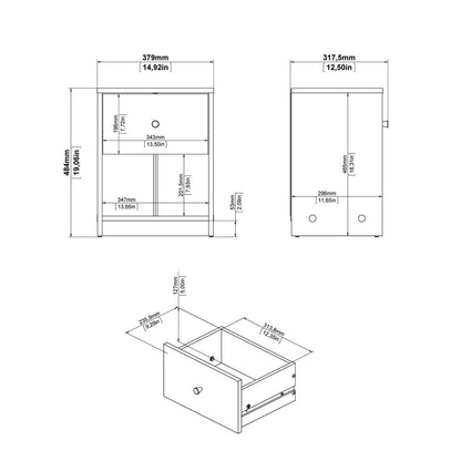 Portland 1 Drawer Nightstand, White