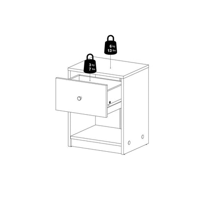 Portland 1 Drawer Nightstand, Black