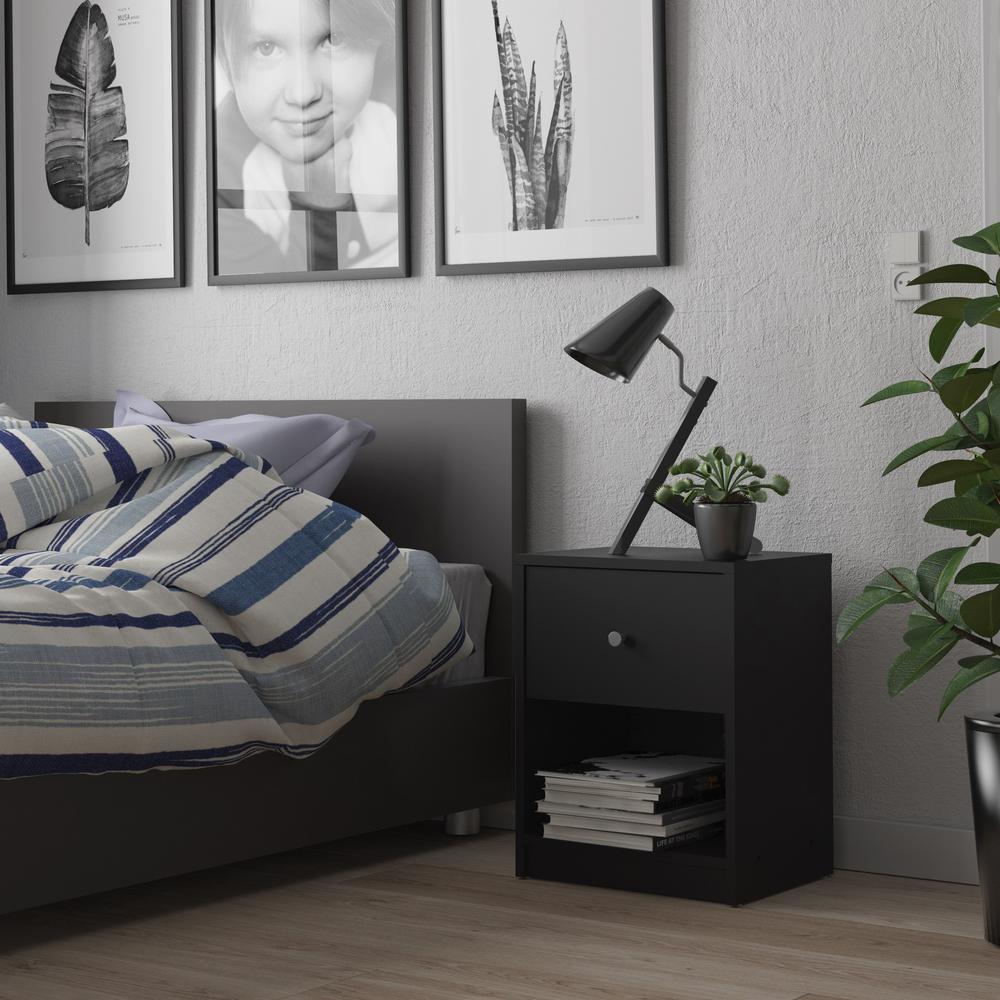 Portland 1 Drawer Nightstand, Black
