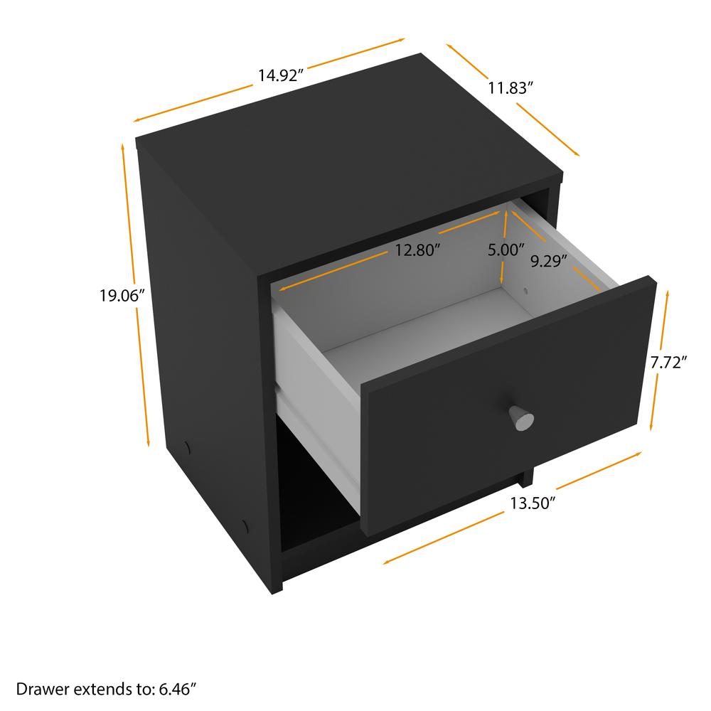 Portland 1 Drawer Nightstand, Black