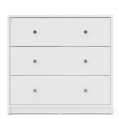 Portland 3 Drawer Chest, White