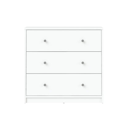 White 3 Drawer Nightstand - Large Bedside Dresser for Stylish Storage