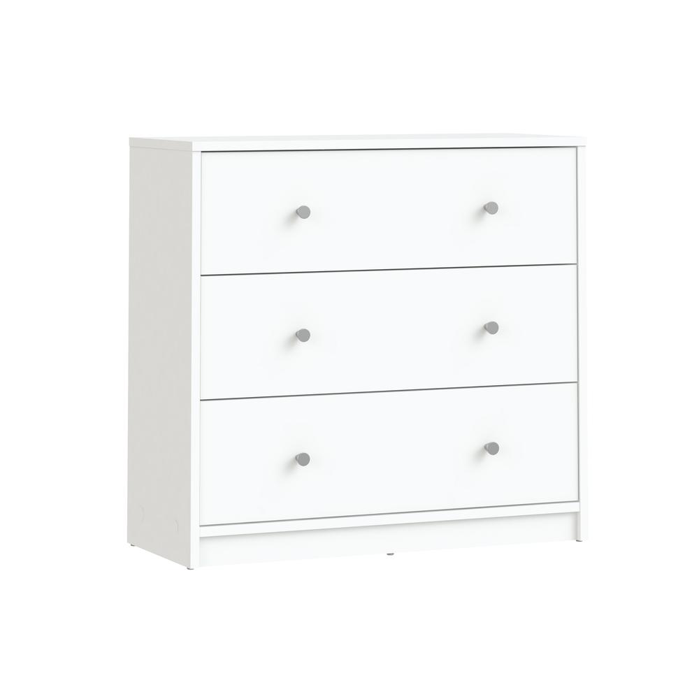 White 3 Drawer Nightstand - Large Bedside Dresser for Stylish Storage