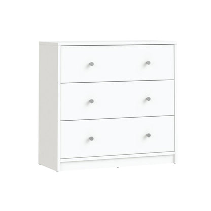 White 3 Drawer Nightstand - Large Bedside Dresser for Stylish Storage