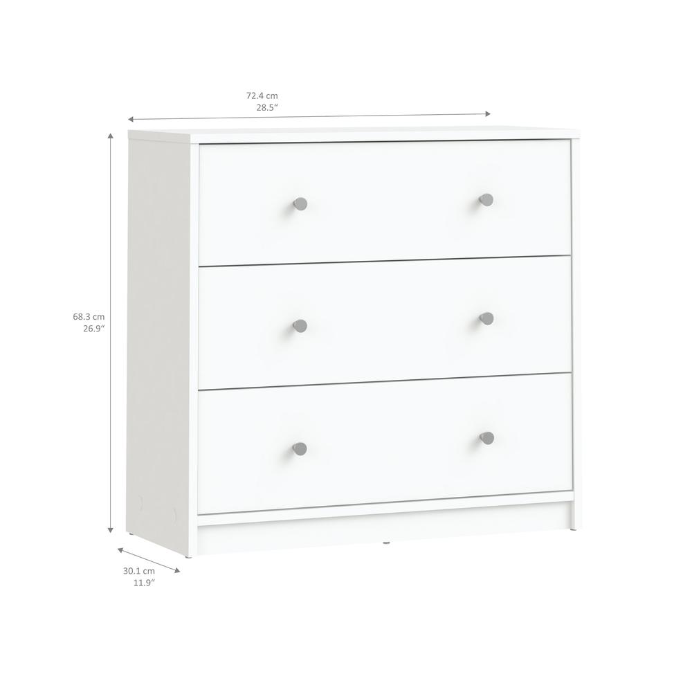 White 3 Drawer Nightstand - Large Bedside Dresser for Stylish Storage