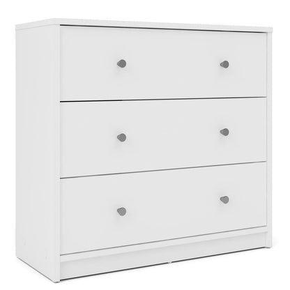 Portland 3 Drawer Chest, White